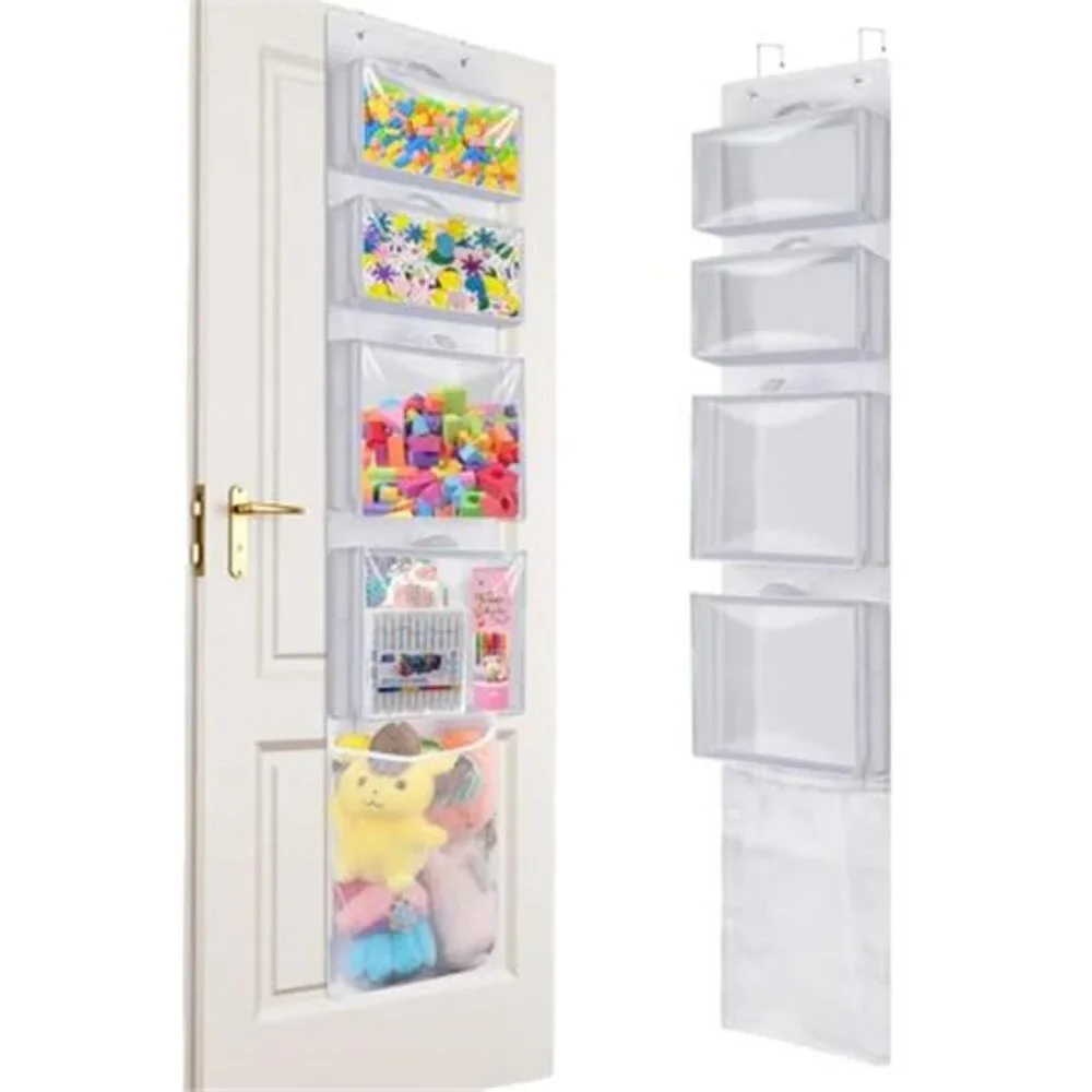 Over Door Organizer Hanging Toy Storage 4 Clear Pockets Kids Closet